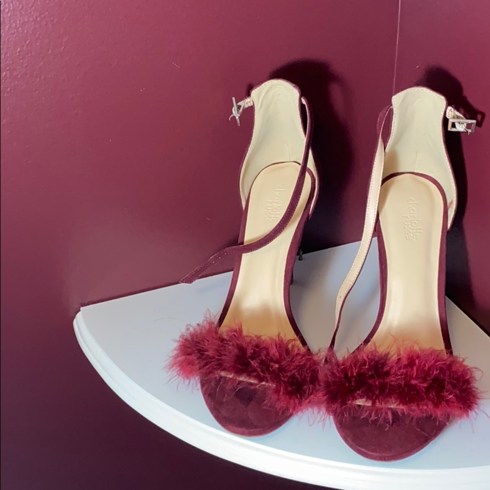 Burgundy fur heels